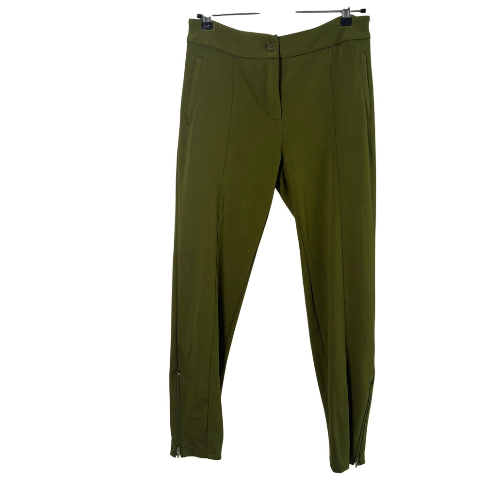 Betabrand Cigarette Dress Yoga Pants Size M Olive Green Skinny Ankle Zip W1437